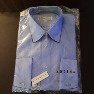 Modena Blue Men’s Oxford Button Down Long Sleeve Dress Shirt - 15 1/2 32/33